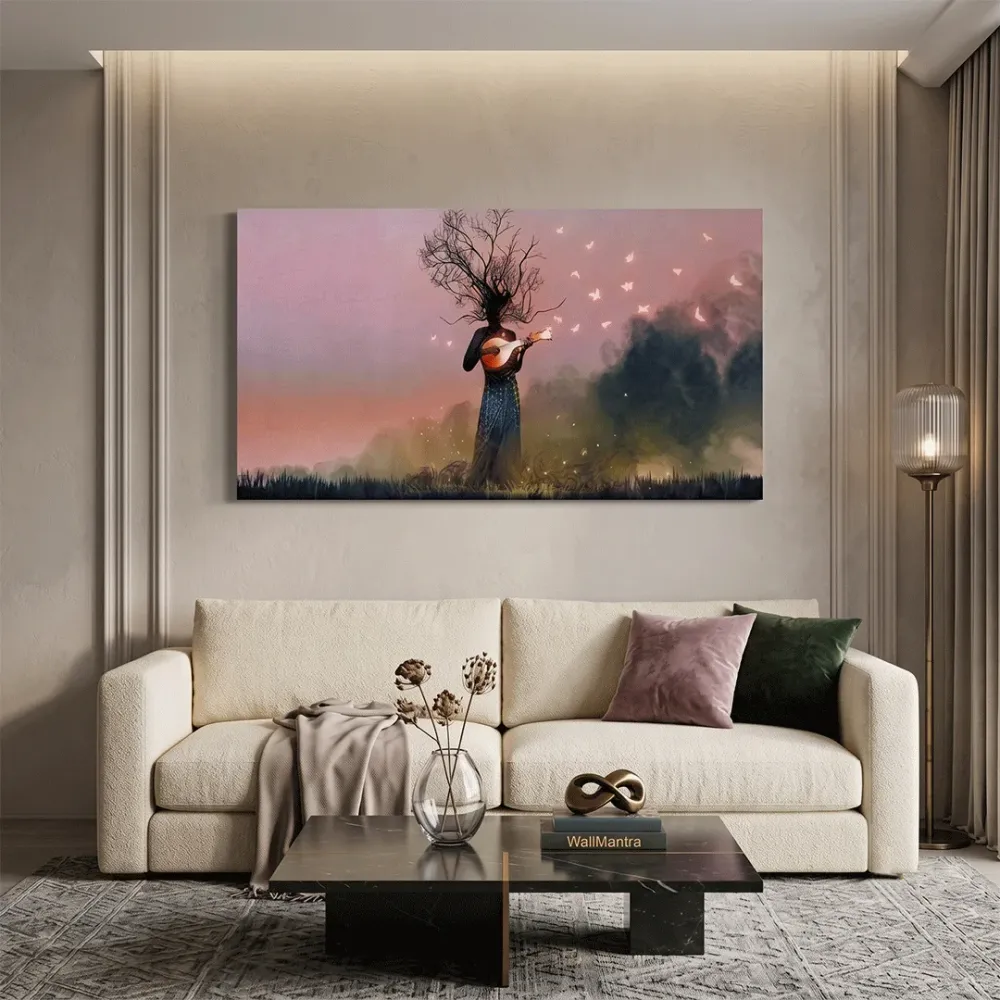 Surreal Music of Trees Wall Painting With Frame