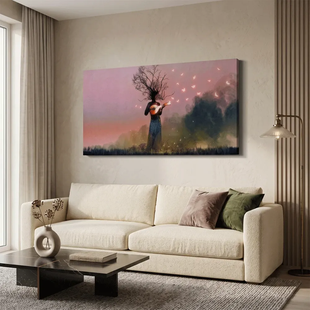 Surreal Music of Trees Wall Painting With Frame