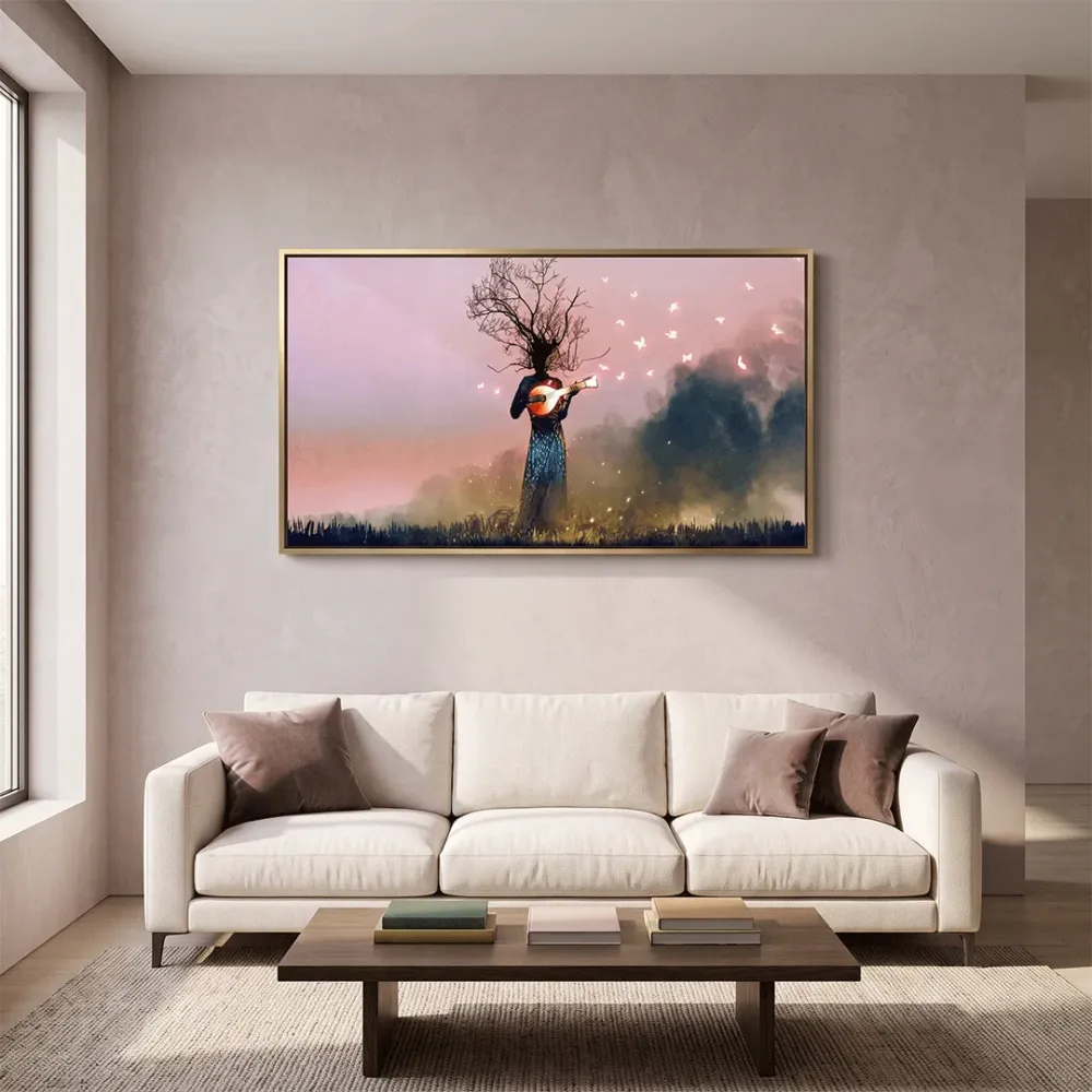 Surreal Music of Trees Wall Painting With Frame