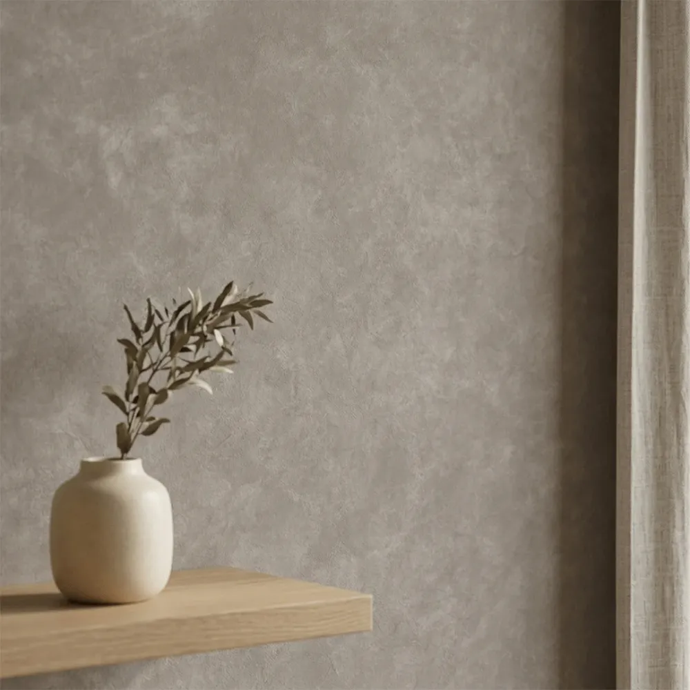 Taupe Grey Concrete Texture Plain Wallpaper