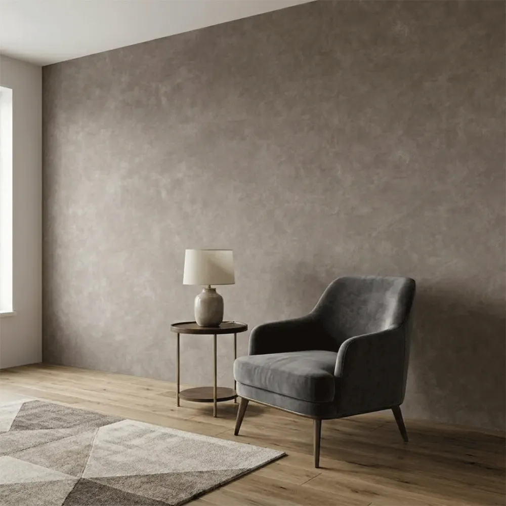 Taupe Grey Concrete Texture Plain Wallpaper