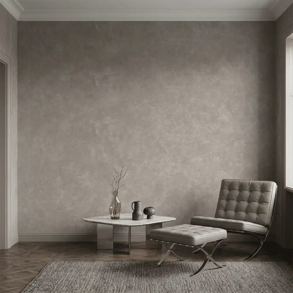 Taupe Grey Concrete Texture Plain Wallpaper