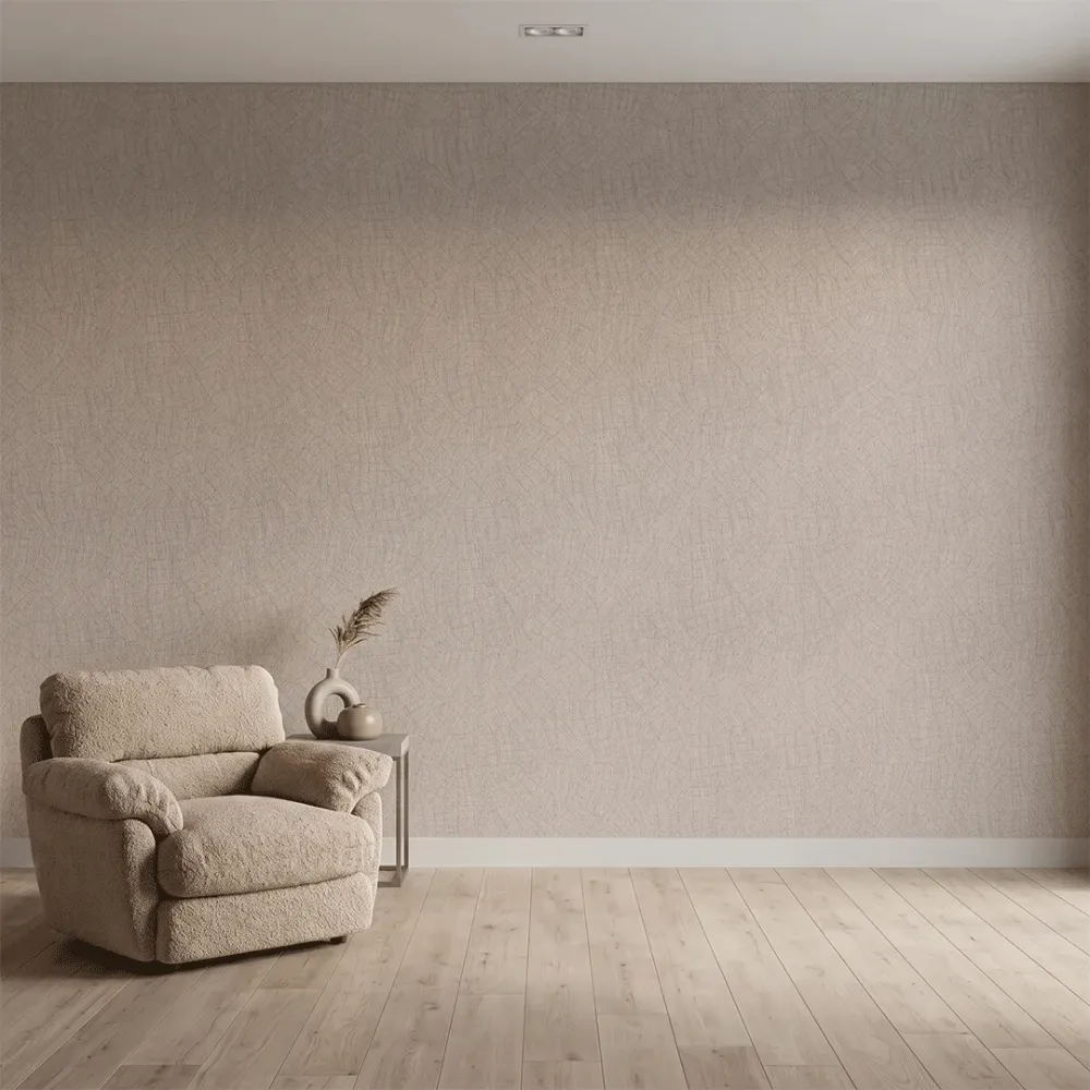Taupe Grey Textured Abstract Woven Wallpaper