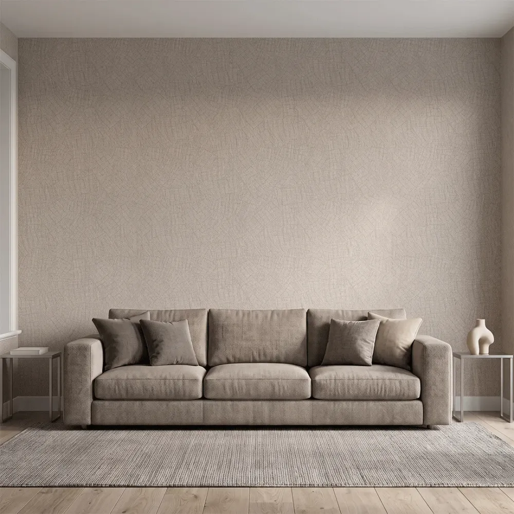 Taupe Grey Textured Abstract Woven Wallpaper