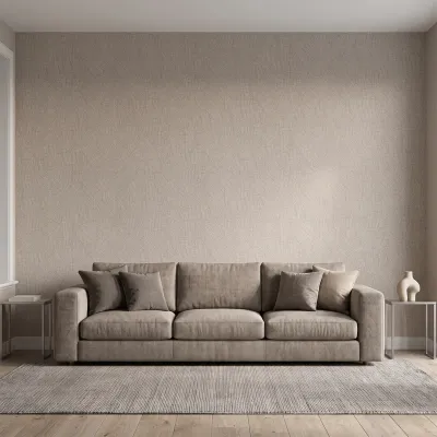 Taupe Grey Textured Abstract Woven Wallpaper
