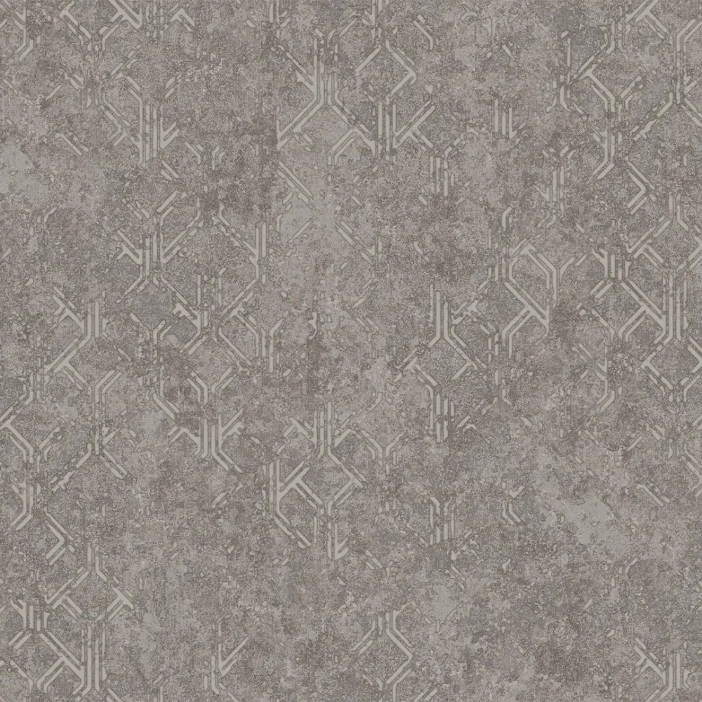 Taupe Grid Industrial Geometric Wallpaper