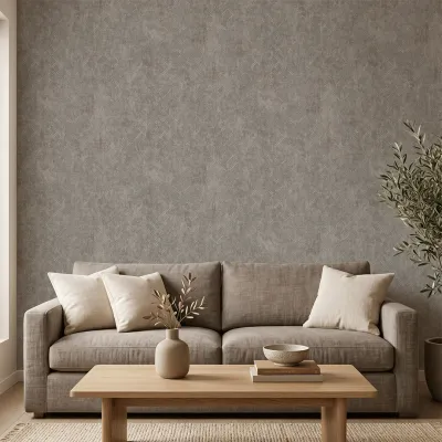 Taupe Grid Industrial Geometric Wallpaper