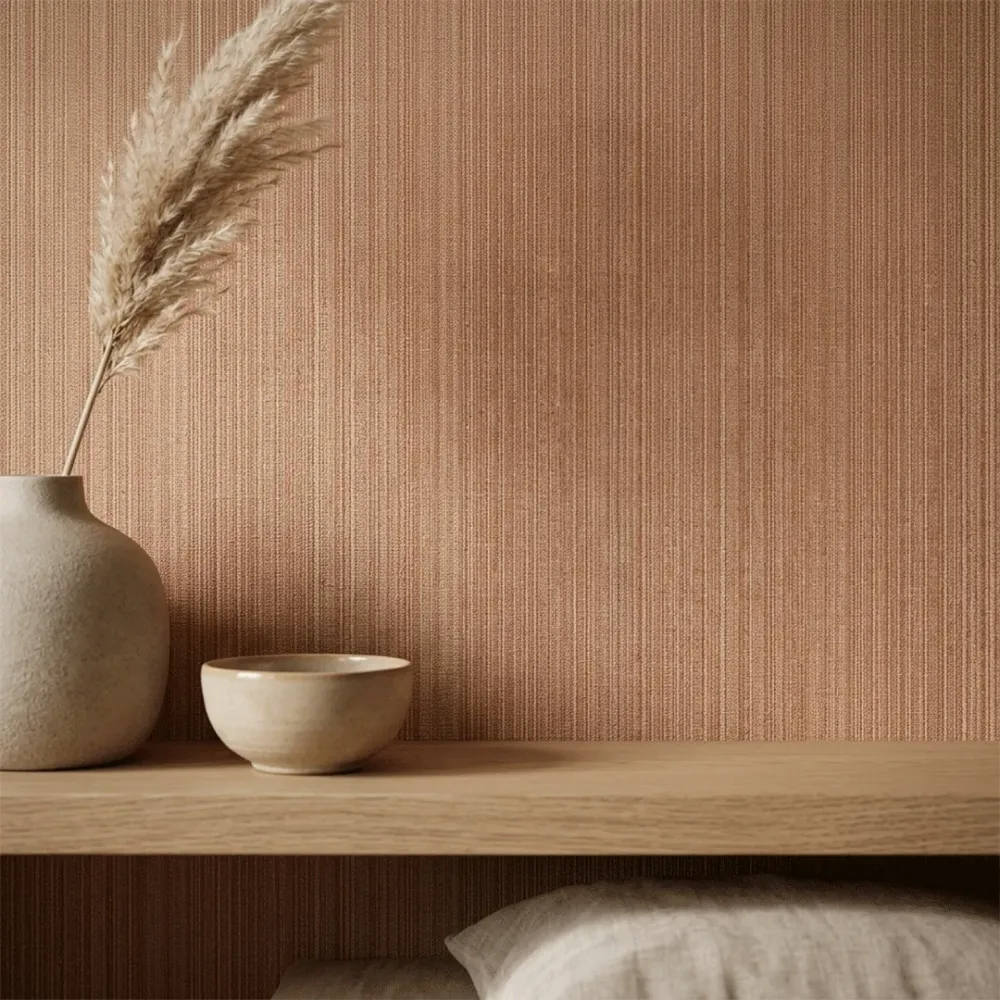 Terracotta Vertical Textured Wallpaper
