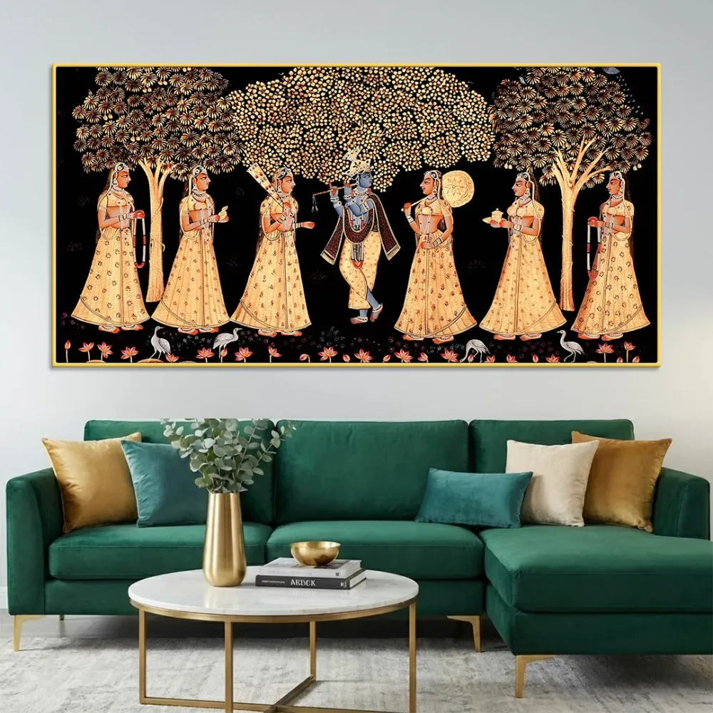 Timeless Raas Leela of Lord Krishna Canvas Wall Painting With Frame