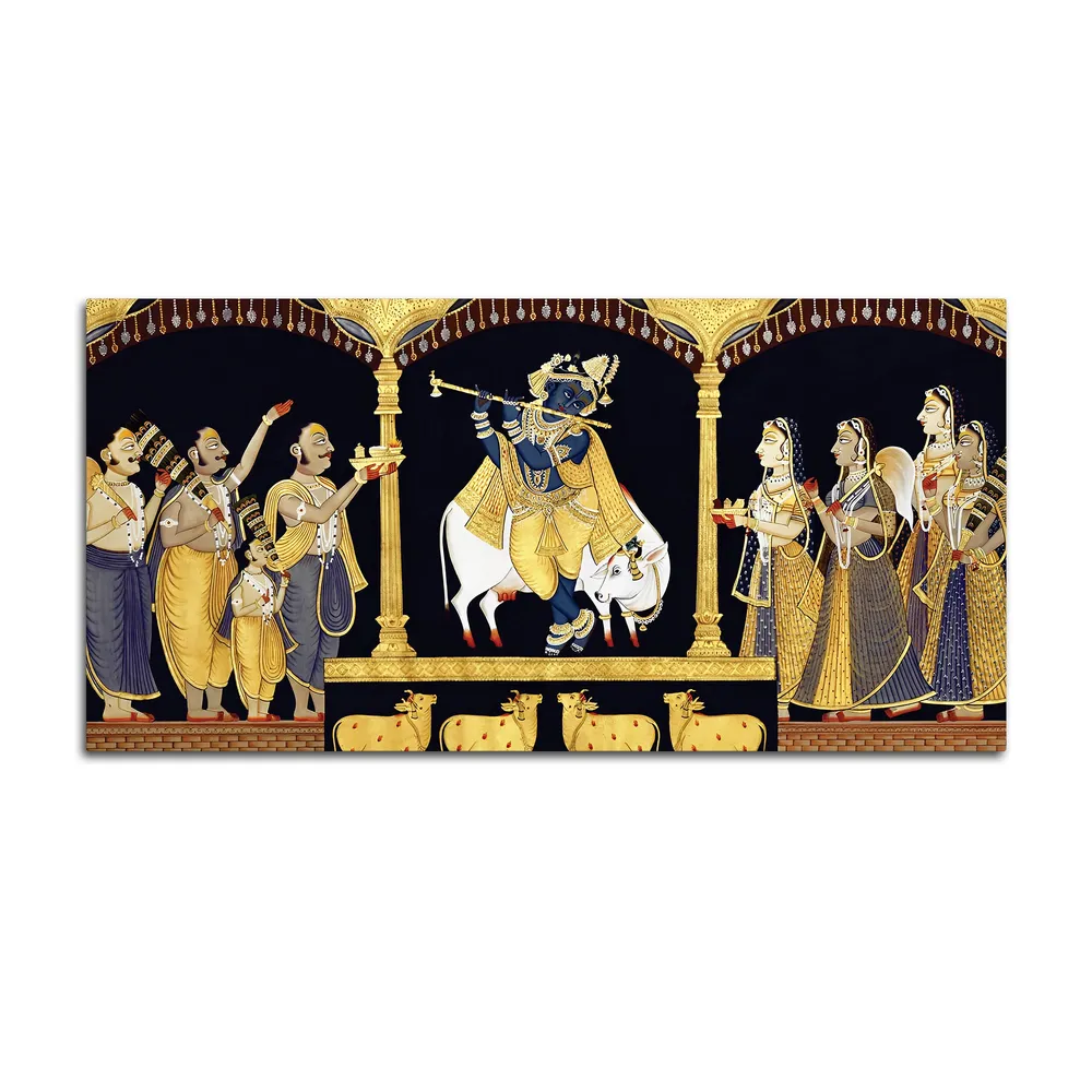 Divine Raas of Krishna Canvas Wall Painting With Frame
