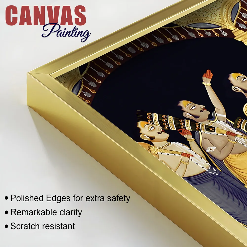 Divine Raas of Krishna Canvas Wall Painting With Frame