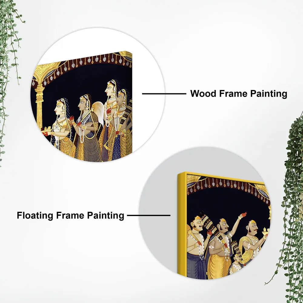 Divine Raas of Krishna Canvas Wall Painting With Frame