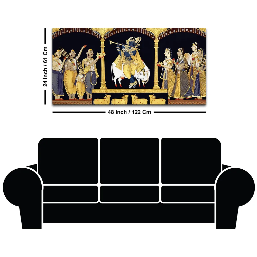 Divine Raas of Krishna Canvas Wall Painting With Frame