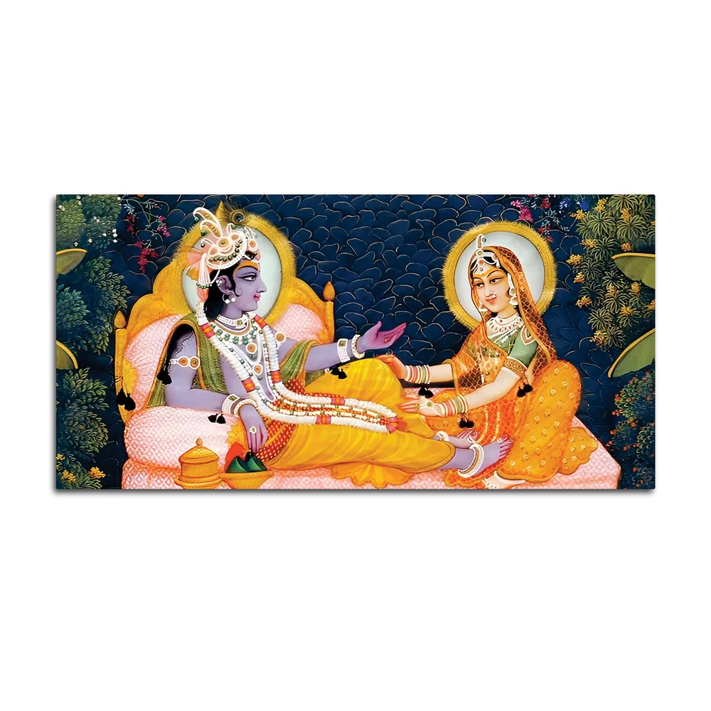 Divine Conversation of Radha Krishna Canvas Wall Painting With Frame