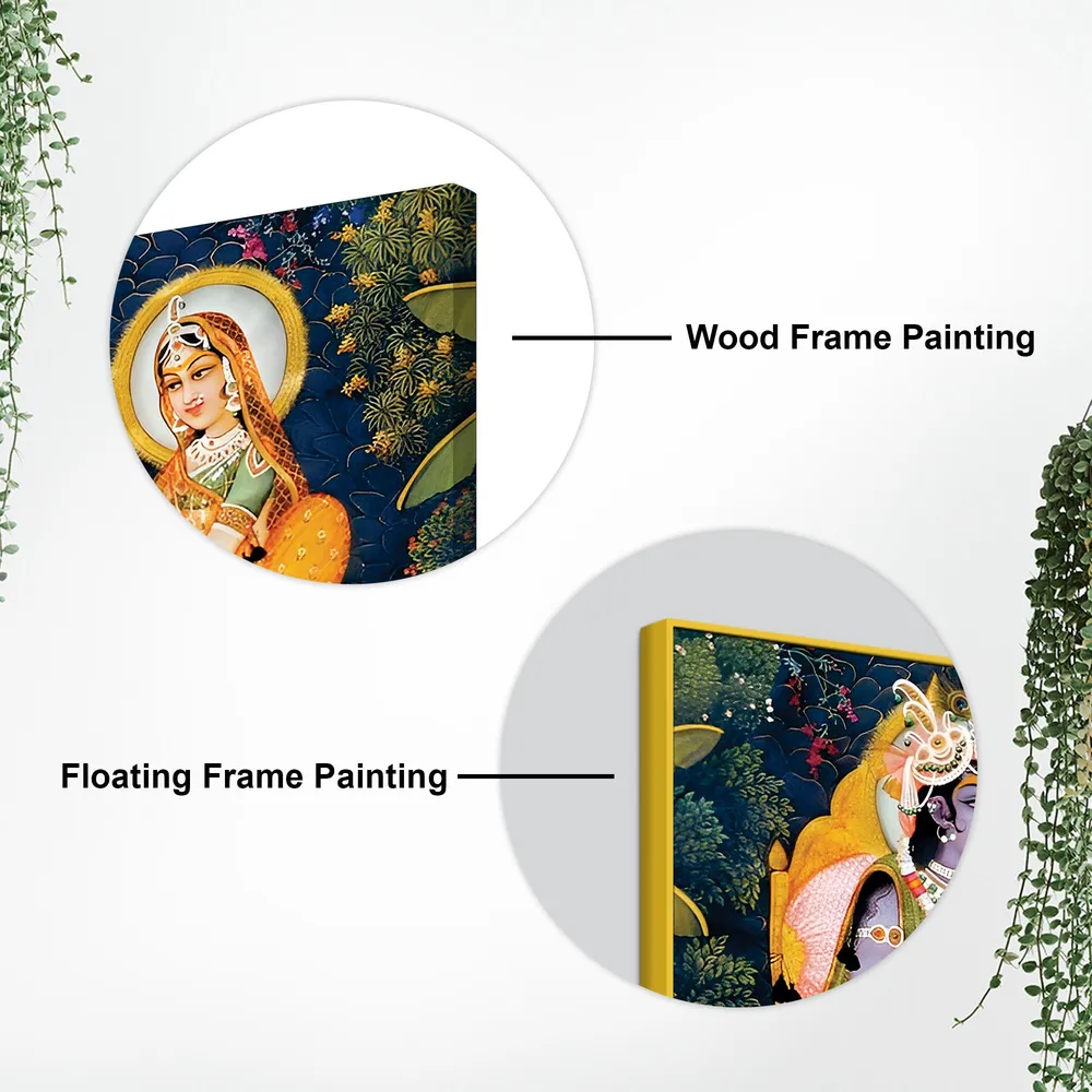 Divine Conversation of Radha Krishna Canvas Wall Painting With Frame