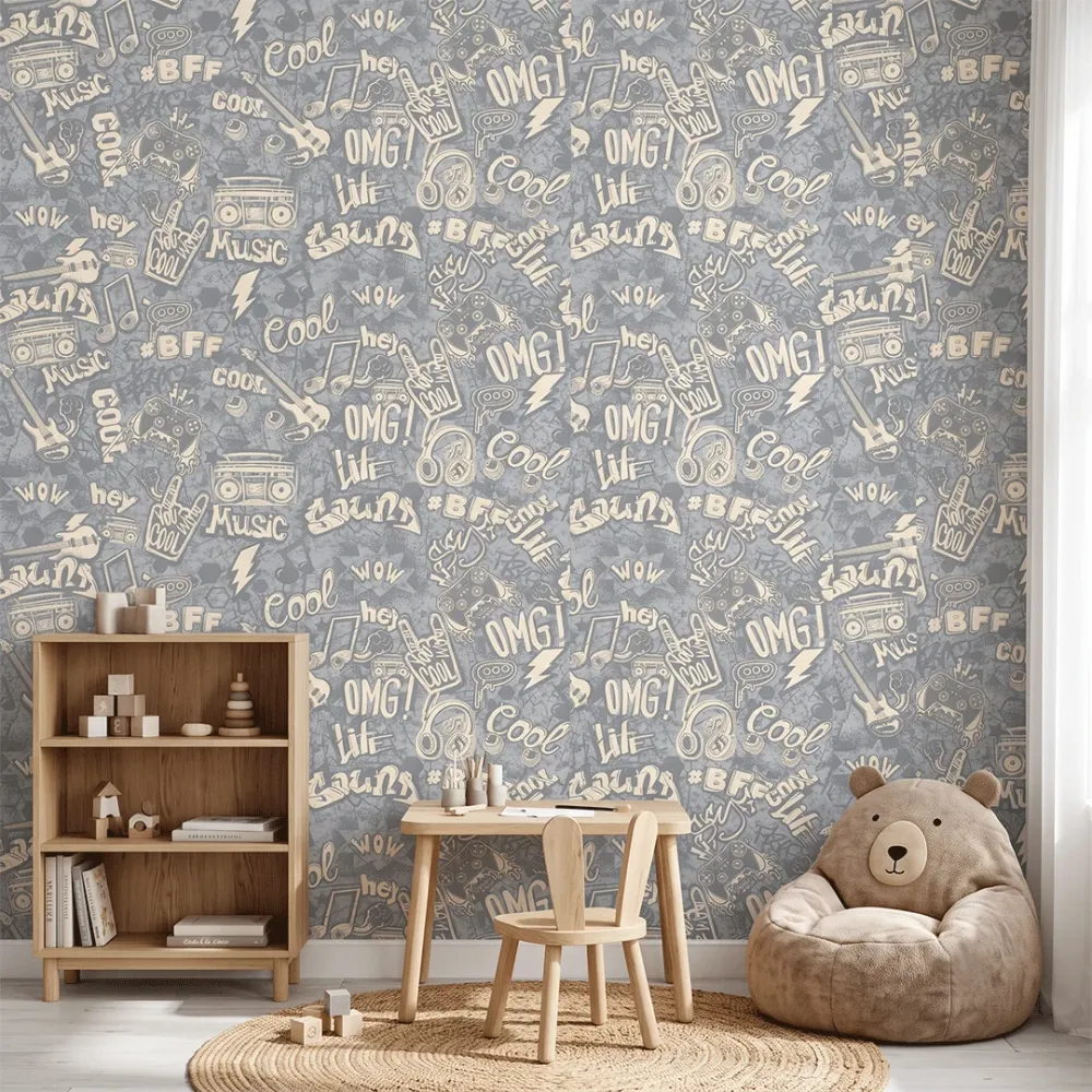 Urban Graffiti Teen Wallpaper | Premium Korean Vinyl Music & Gaming Wallpaper