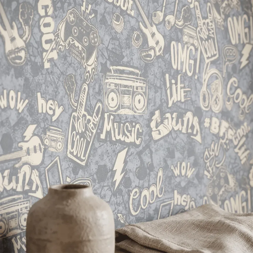 Urban Graffiti Teen Wallpaper | Premium Korean Vinyl Music & Gaming Wallpaper