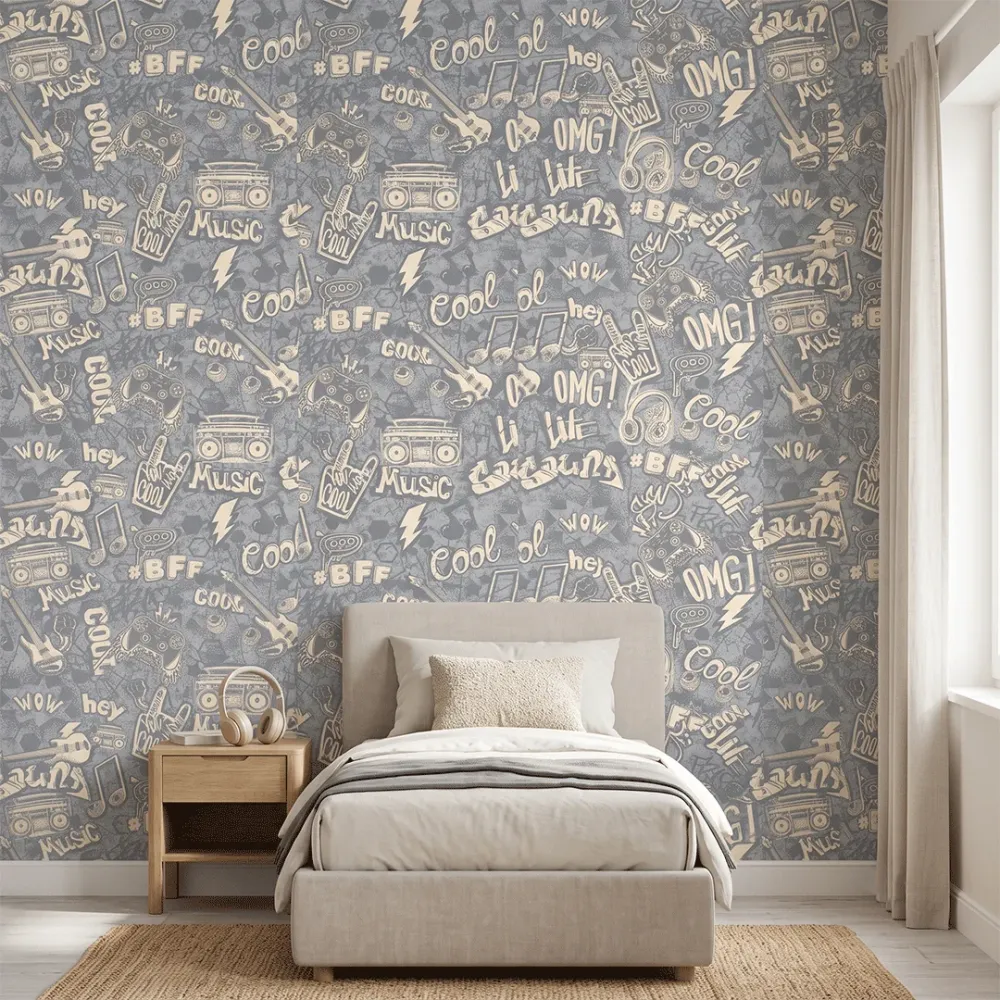 Urban Graffiti Teen Wallpaper | Premium Korean Vinyl Music & Gaming Wallpaper