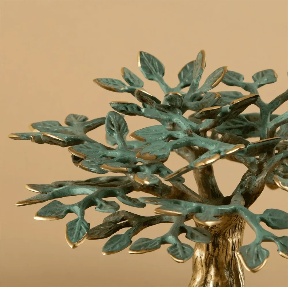 Verdant Tree Solid Brass Sculpture – Artistic Luxe Decor 