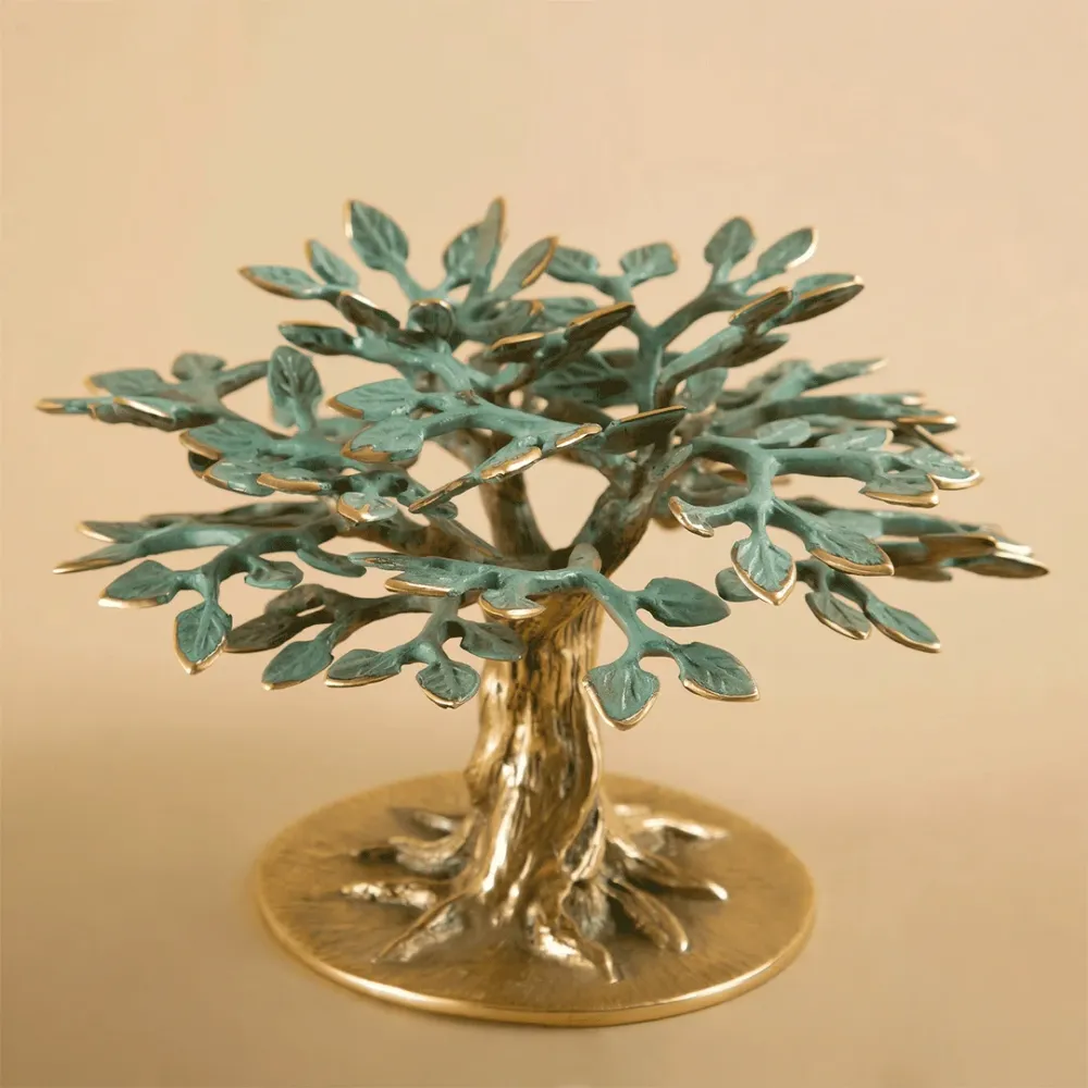 Verdant Tree Solid Brass Sculpture – Artistic Luxe Decor 