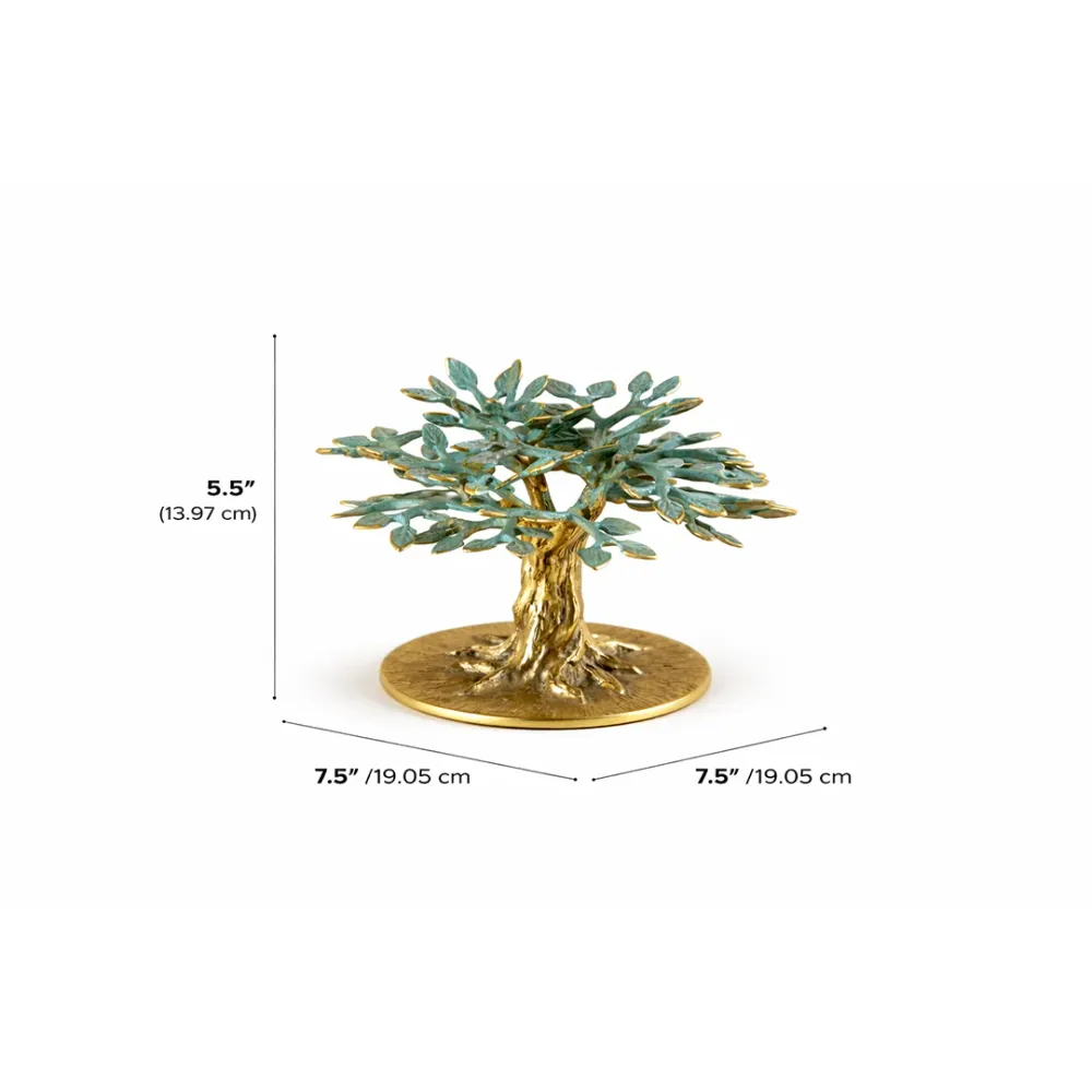 Verdant Tree Solid Brass Sculpture – Artistic Luxe Decor 