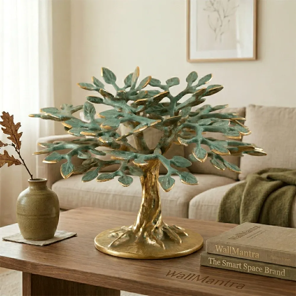 Verdant Tree Solid Brass Sculpture – Artistic Luxe Decor 