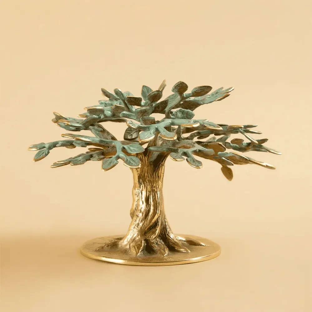Verdant Tree Solid Brass Sculpture – Artistic Luxe Decor 