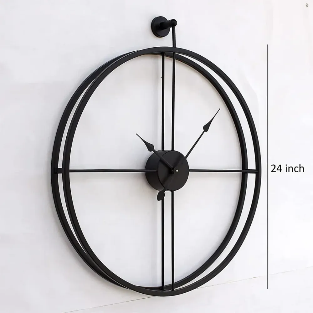 Vintage Black Round Metal Wall Clock