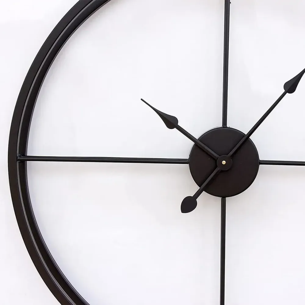 Vintage Black Round Metal Wall Clock