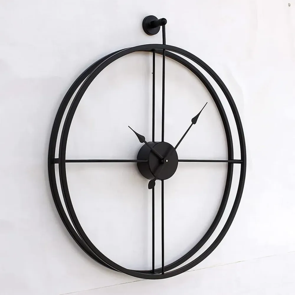 Vintage Black Round Metal Wall Clock