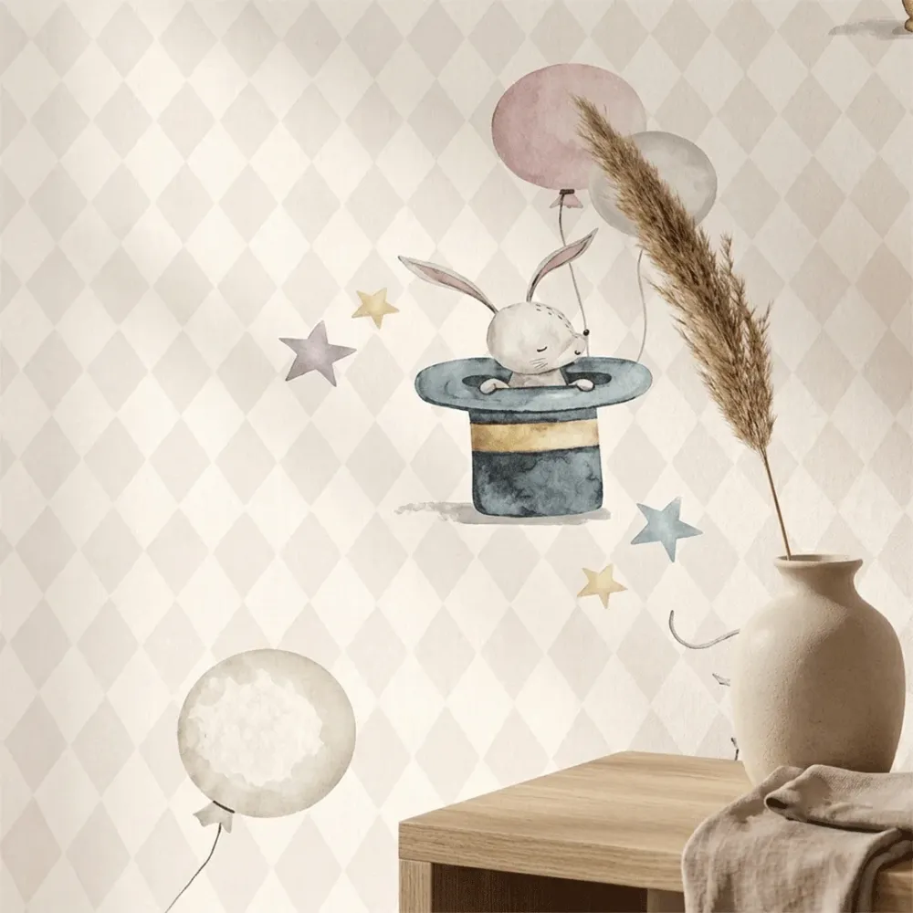 Vintage Circus Animal Kids Wallpaper | Pastel Nursery Wallpaper 
