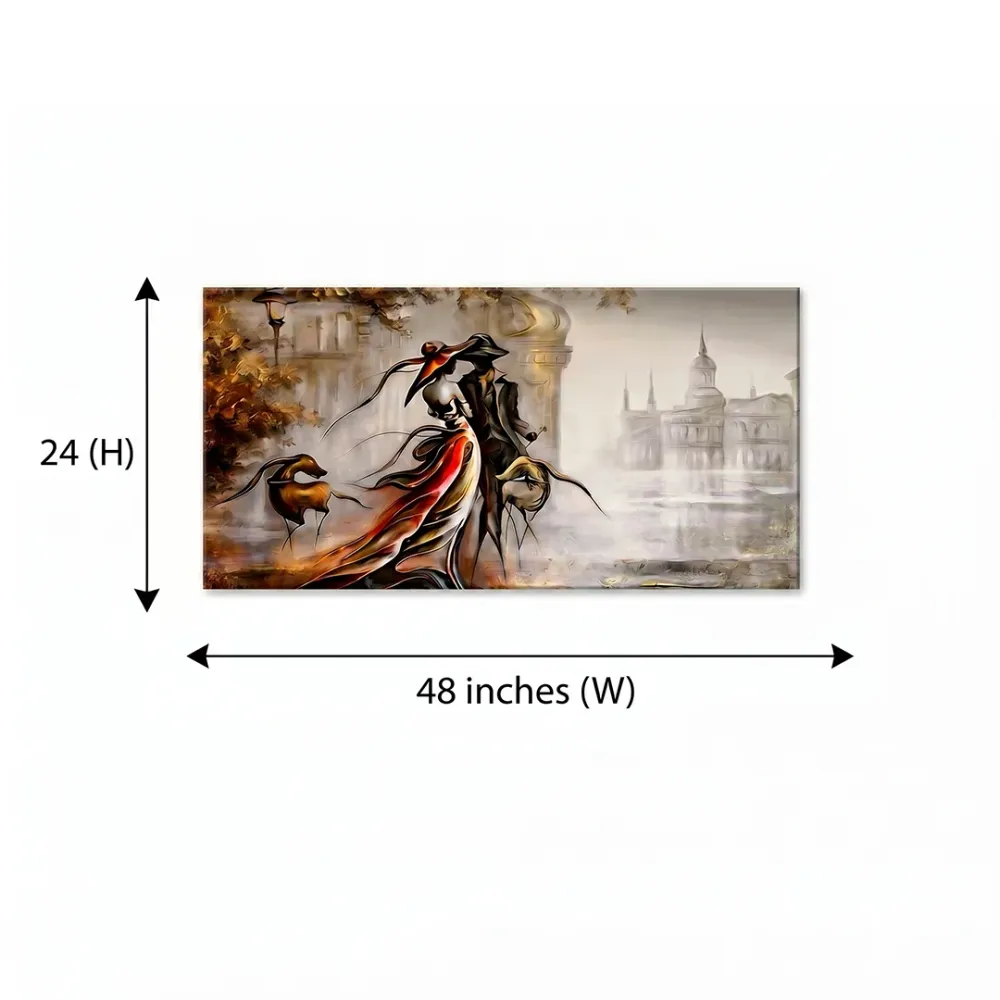 Vintage Couple Modern Art Canvas Painting With Frame