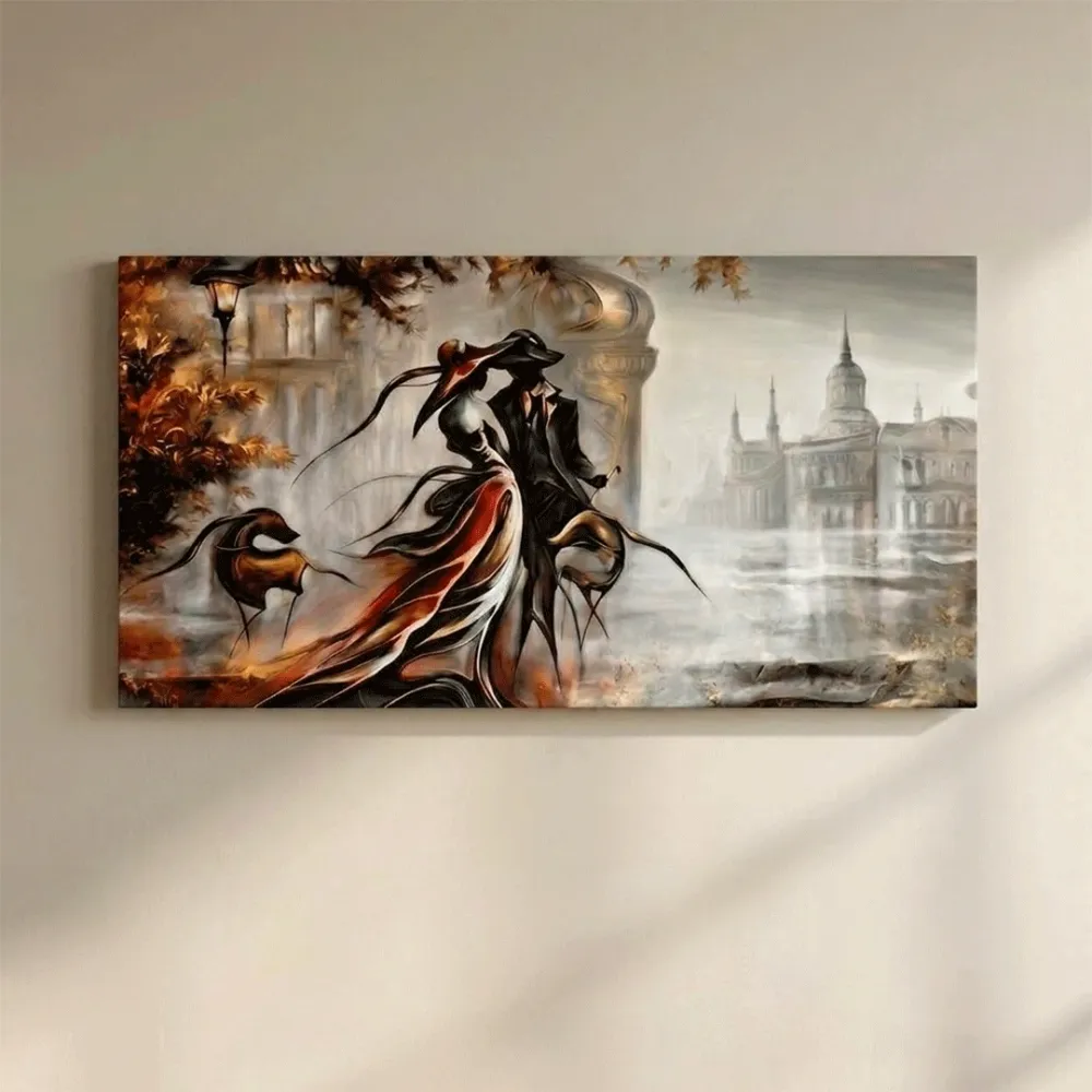 Vintage Couple Modern Art Canvas Painting With Frame