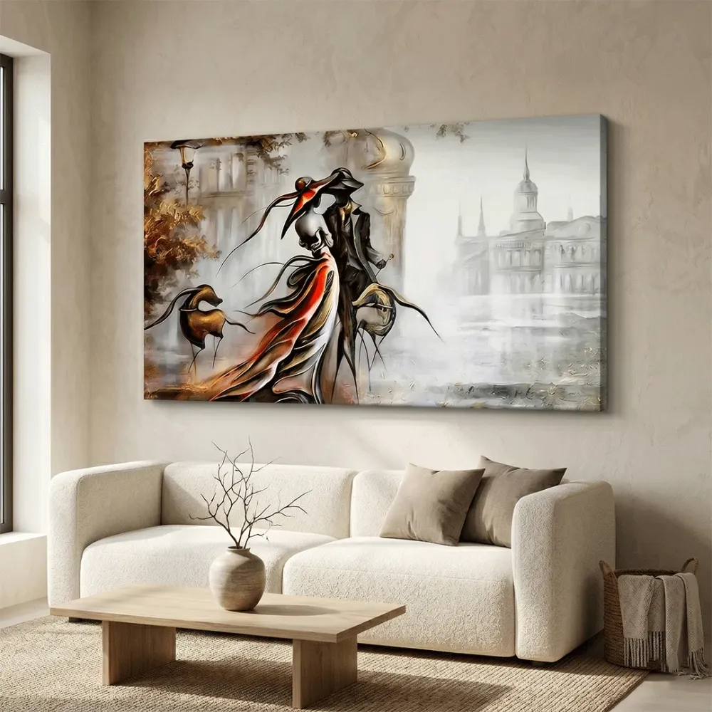 Vintage Couple Modern Art Canvas Painting With Frame