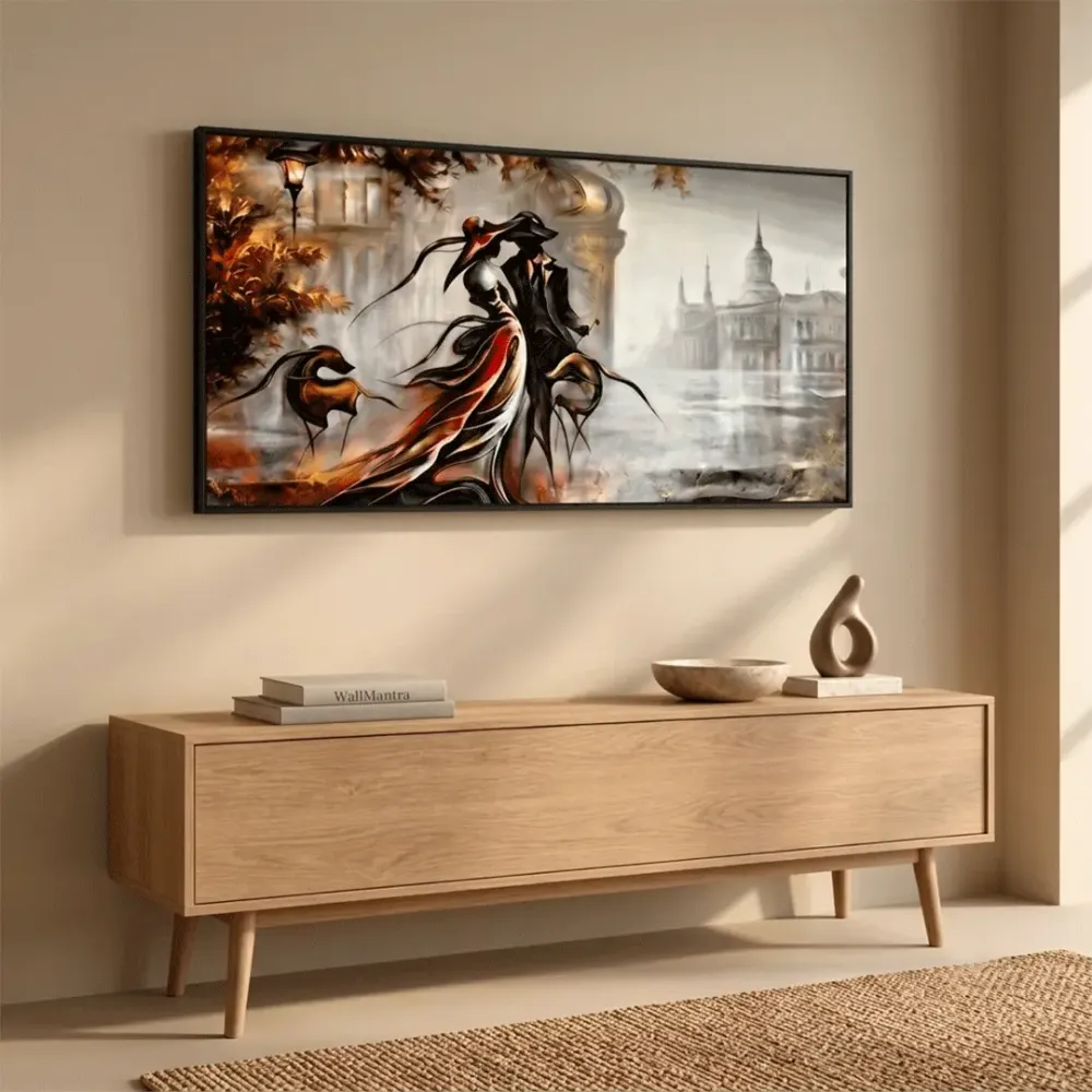 Vintage Couple Modern Art Canvas Painting With Frame