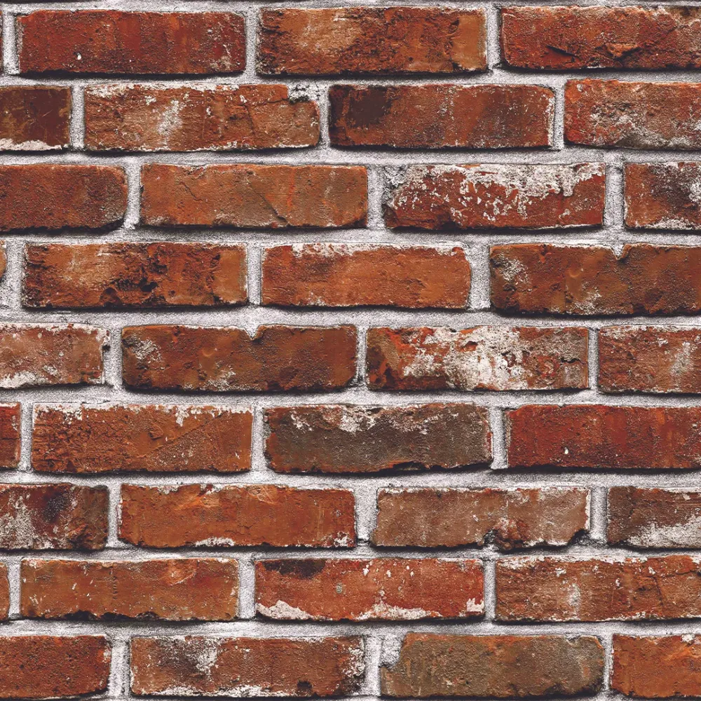 Vintage Grey Brick Textured Wallpaper – Multi-Tone Rustic Elegance Dark Brown