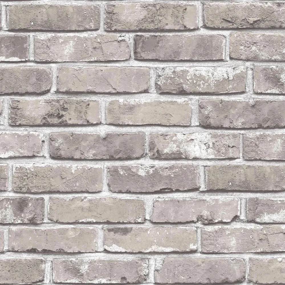 Vintage Grey Brick Textured Wallpaper – Multi-Tone Rustic Elegance Grey