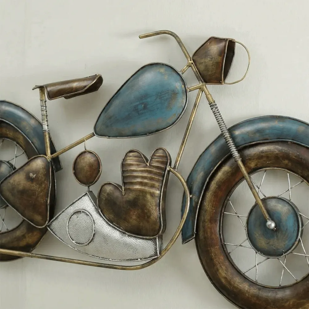 Vintage Motorcycle Metal Wall Art for Living Room 