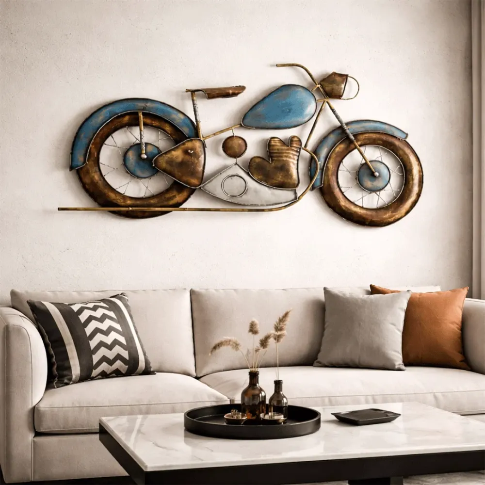 Vintage Motorcycle Metal Wall Art for Living Room 