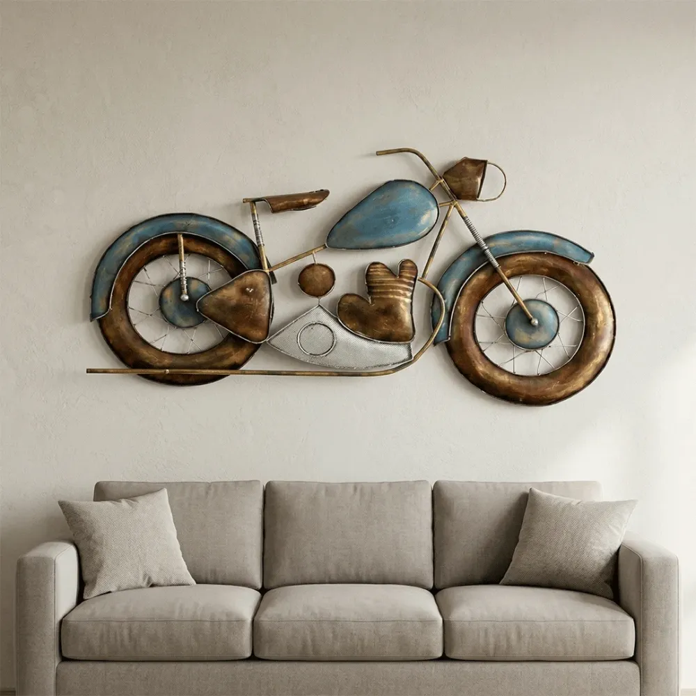 Vintage Motorcycle Metal Wall Art for Living Room 