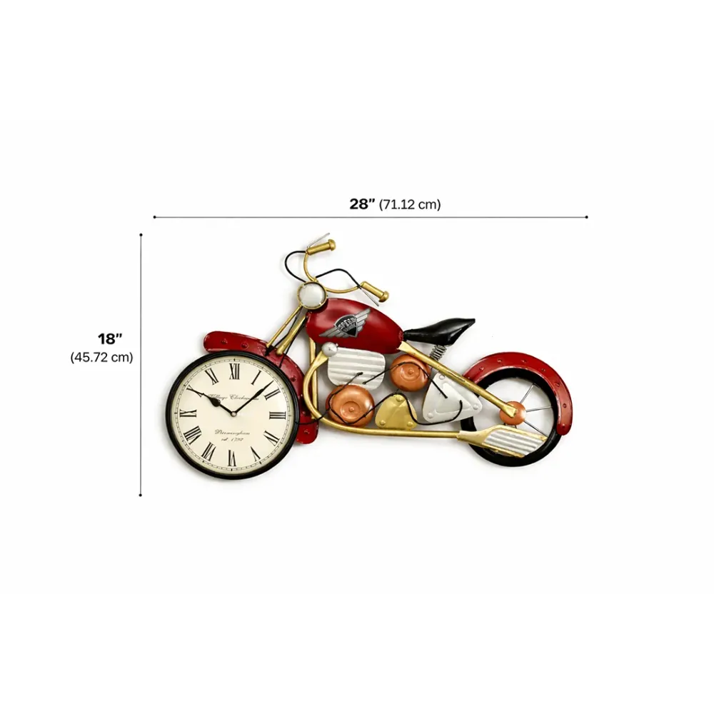 Vintage Motorcycle Metal Wall Clock Art for Living Room 