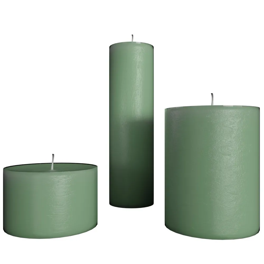 100% Organic Green Apple Aroma Pillar Candles- Set Of 3
