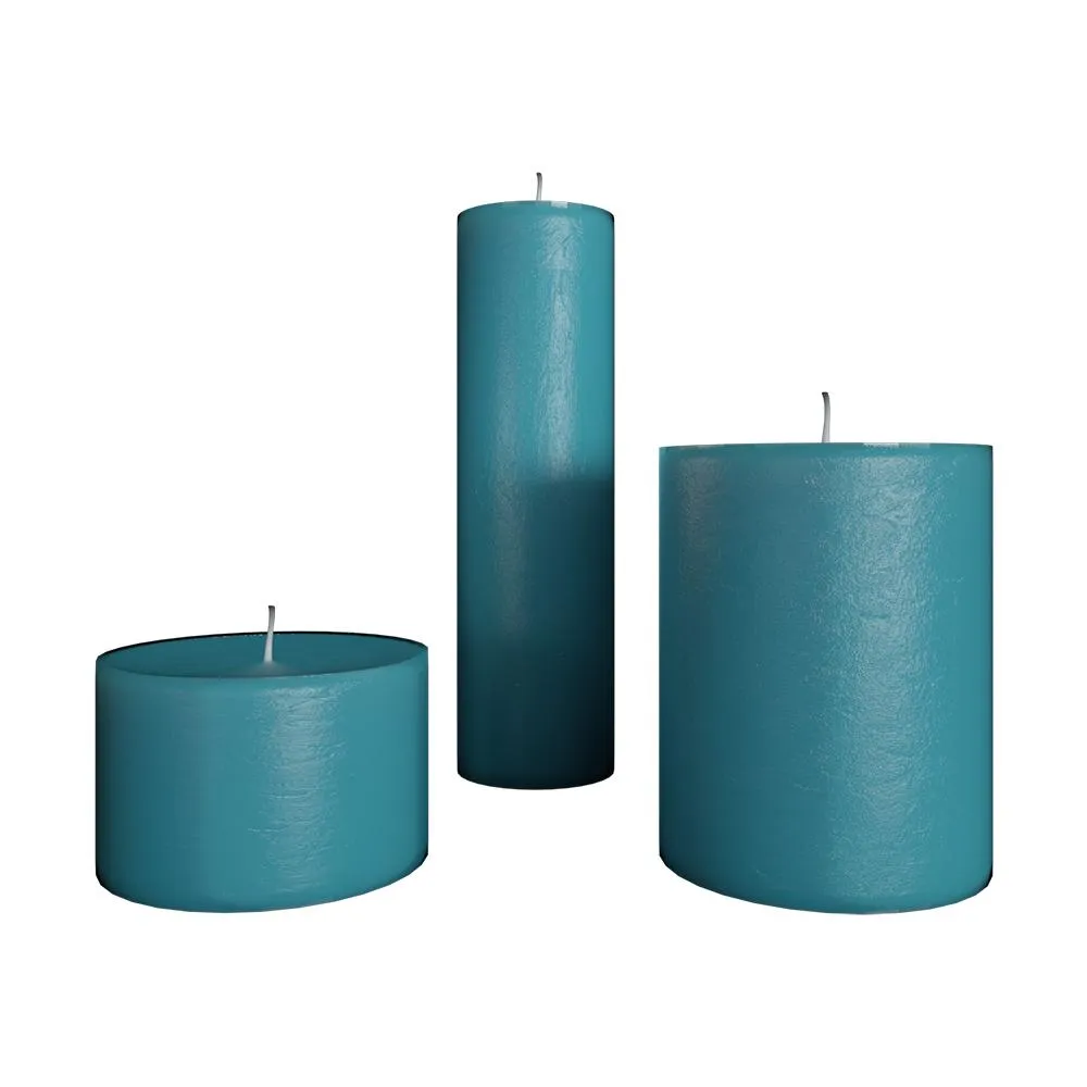 100% Organic Ocean Breeze Aroma Blue Pillar Candles- Set Of 3