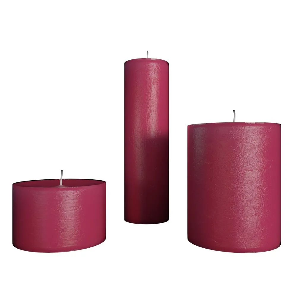 100% Organic Strawberry Aroma Red Pillar Candles- Set Of 3