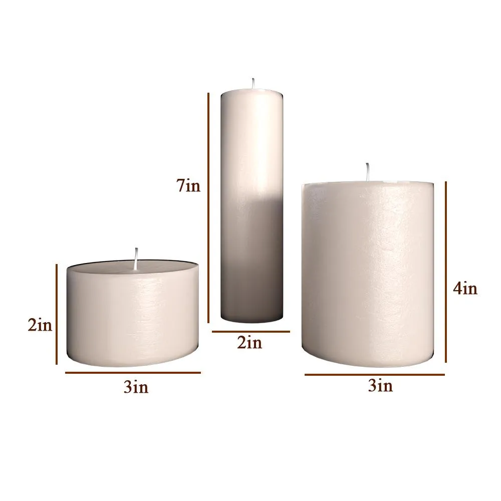 100% Organic Vanilla Aroma White Pillar Candles- Set Of 3