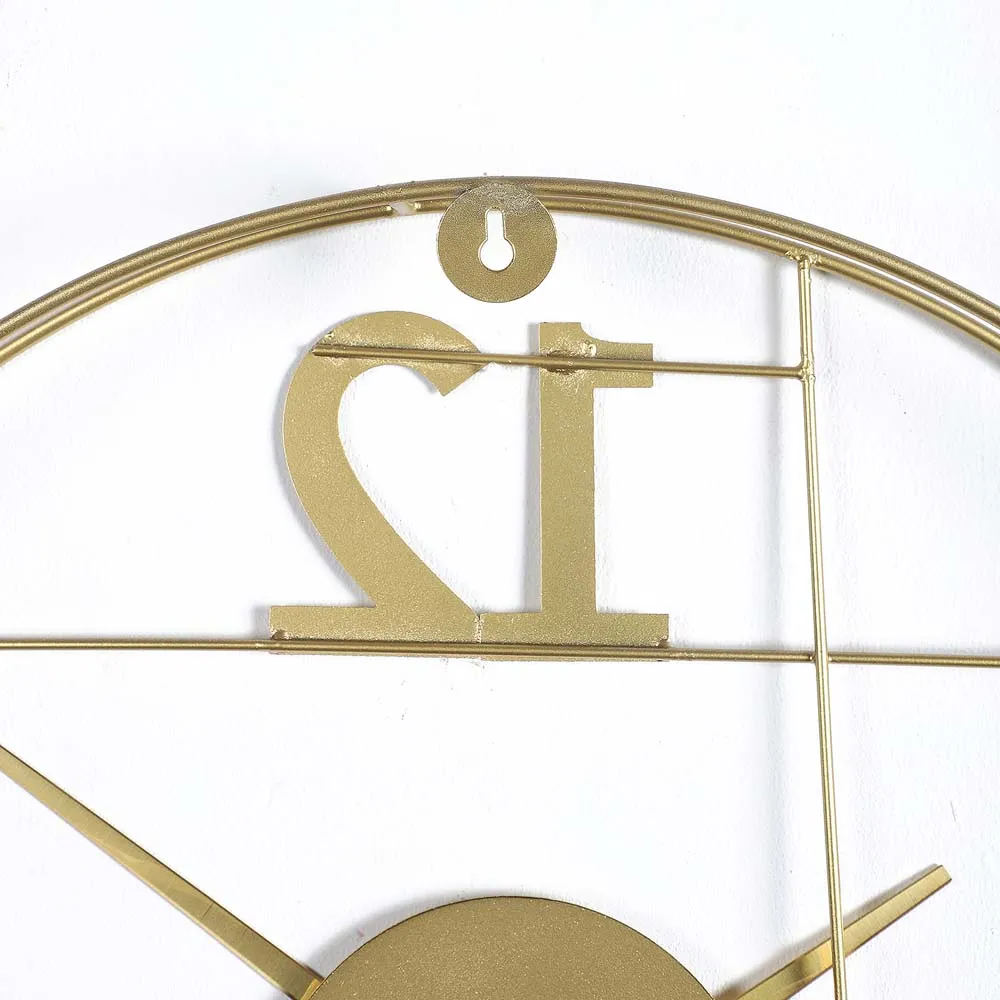 12-Three-5 Elegant Golden Decorative Metal Wall Clock