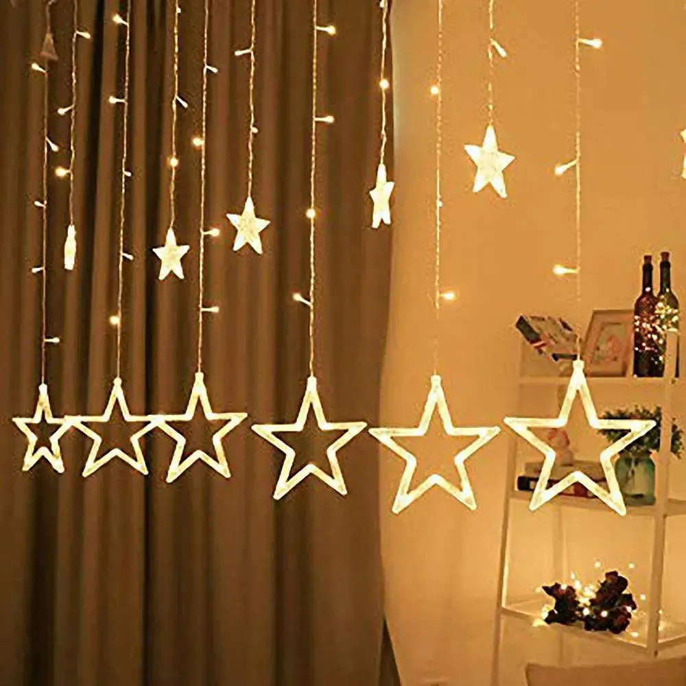 12 Twinkling Stars Warm White String LED Light With 8 Flashing Mode