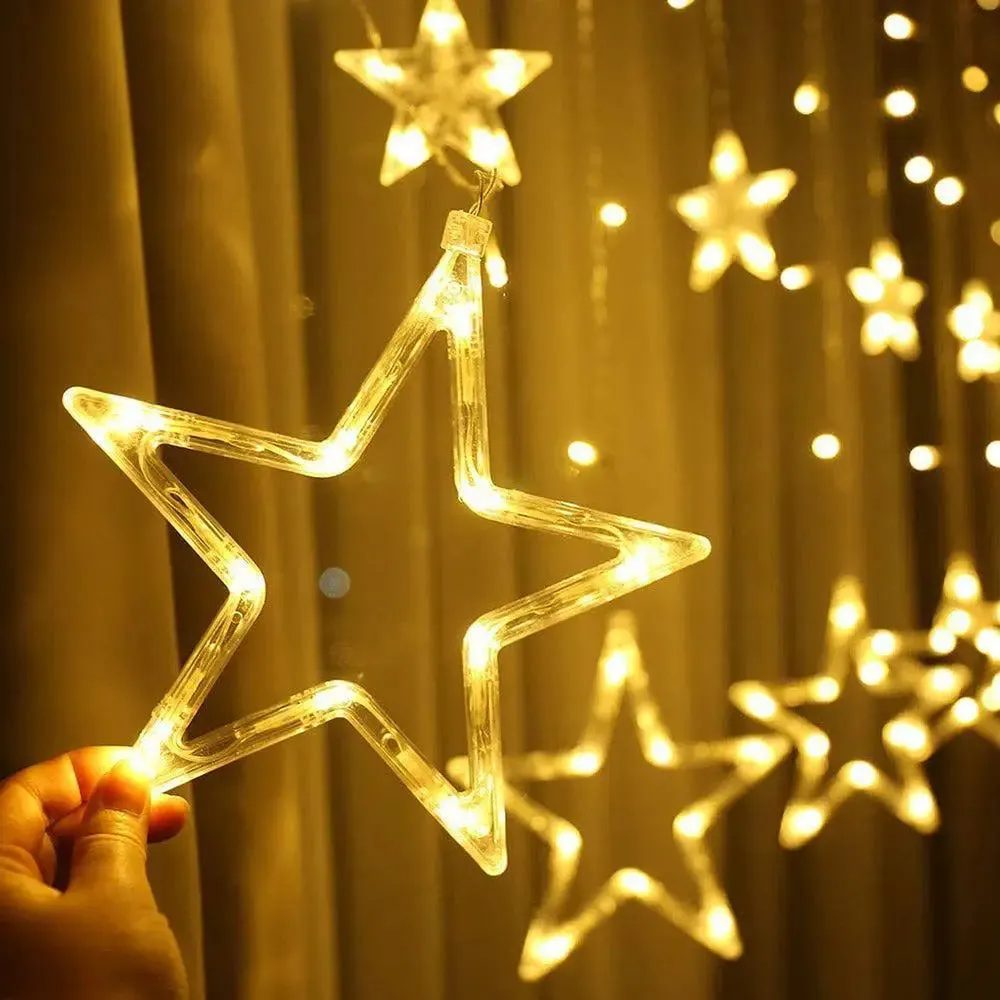 12 Twinkling Stars Warm White String LED Light With 8 Flashing Mode