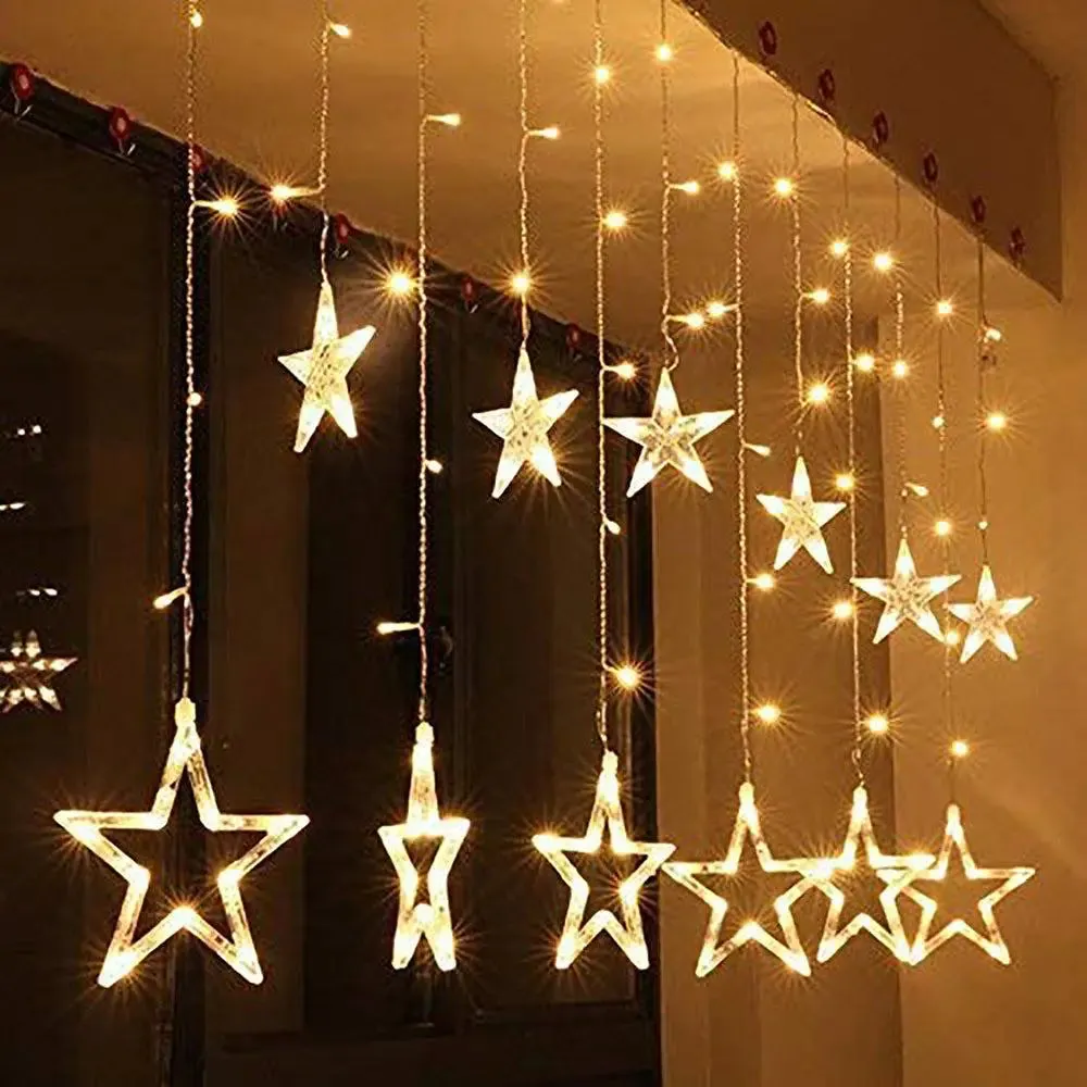 12 Twinkling Stars Warm White String LED Light With 8 Flashing Mode
