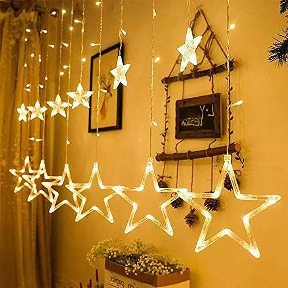 12 Twinkling Stars Warm White String LED Light With 8 Flashing Mode